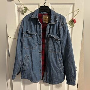 Outdoor Life Denim Plaid Fleece Lined Shacket - M